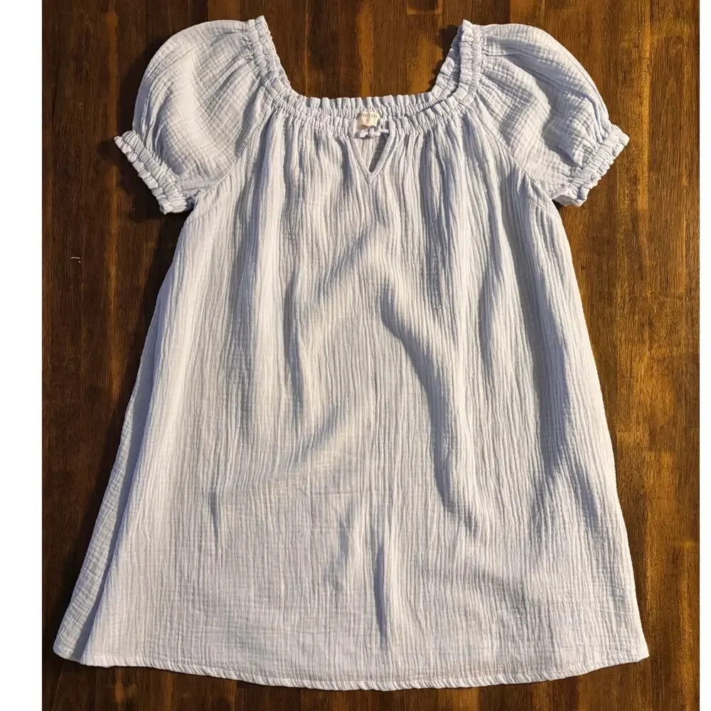Crewcuts Girls Size 12 Dress 100% Cotton Gauze Puff Sleeve Sundress Beach